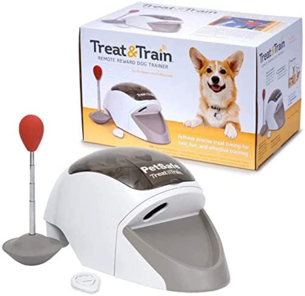 Photo 1 of PetSafe Treat & Train - Remote Treat Dispensing Dog Training System, Positive Reinforcement, Calm Behavior, Distraction Avoidance, Includes Training DVD, Target Wand & Remote, For Dogs 6 Months & Up
