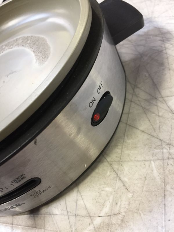 Photo 1 of Chef'sChoice 810 Gourmet Egg Cooker with 7 Egg Capacity Makes Soft Medium Hard Boiled and Poached Eggs Features Electronic Timer Audible Ready Signal Nonstick Stainless Steel Design, 7-Eggs, Silver
