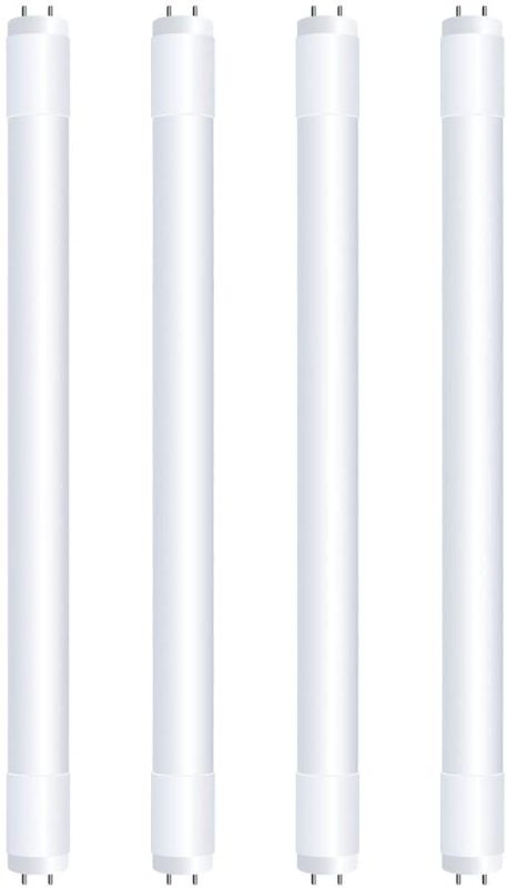 Photo 1 of Feit Electric T24/830/LEDG2/4 20 Watt Equivalent (8 W) 800 Lumen Plug and Play T8 / T12 LED Linear Tube Light Bulb, 2' L x 1" D, 3000K Warm White, 4 Piece
