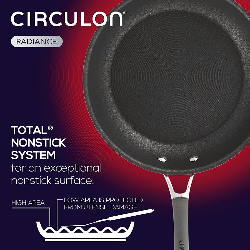 Photo 1 of Circulon Radiance Deep Hard Anodized Nonstick Frying Pan / Fry Pan / Hard Anodized Skillet with Lid - 12 Inch, Gray
