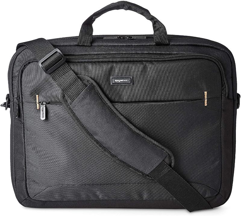 Photo 1 of Amazon Basics 17.3-Inch Laptop Case Bag, Fits Dell, HP, ASUS, Lenovo, MacBook Pro and more, Black
