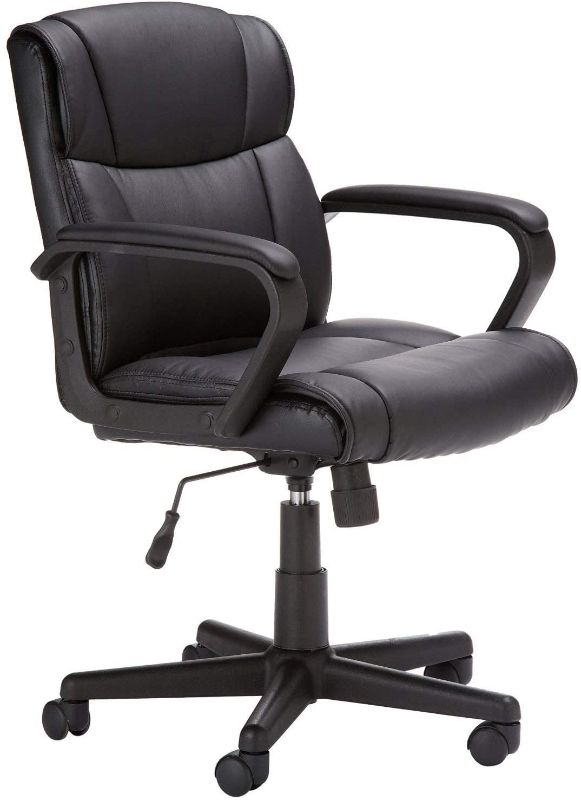 Photo 1 of Amazon Basics Padded Office Desk Chair with Armrests, Adjustable Height/Tilt, 360-Degree Swivel, 275Lb Capacity - Black
