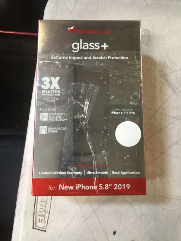 Photo 2 of Zagg InvisibleShield Tempered Glass Plus Screen Protector – HD Clarity for iPhone 11 Pro – Impact & Scratch Protection - Clear---SET OF 3---