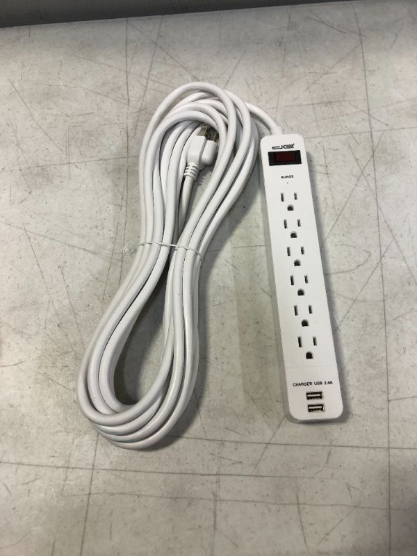 Photo 1 of 6 Socket Surge Protector with USB Charging Ports 25 ft cord