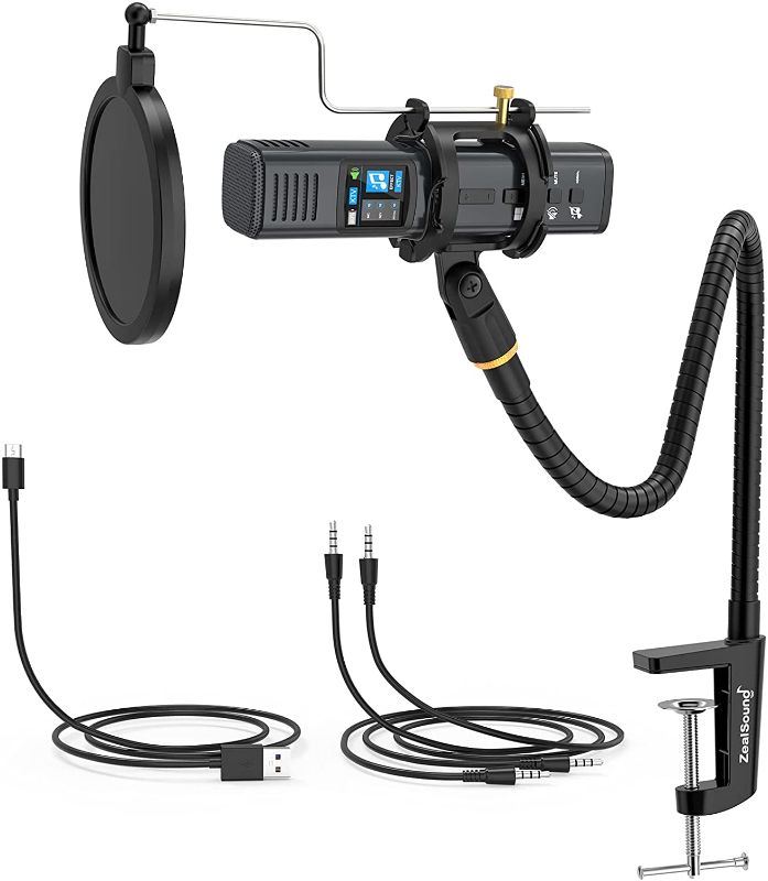 Photo 1 of ZealSound Studio Microphone, Condenser Recording Microphone for Phone & Computer Mac Tablet, Metal DJ Mixer Mic with Gooseneck Arm Clamp Mount for Singing Podcasting Streaming 

