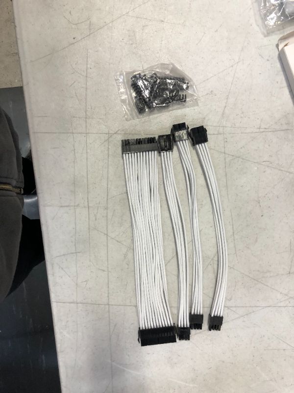 Photo 1 of COOCAT Custom Mod Sleeved Cable, White Cable Extension PC Kit, 18AWG 24Pin ATX / 8 (4+4) Pin EPS / 8 (6+2) Pin PCI-E Power Supply PSU Cable with Combs, 30CM
