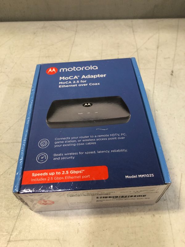 Photo 2 of Motorola MoCA 2.5 Adapter for Ethernet Over Coax, Plug and Play, Ultra Fast Speeds, Boost Home Network for Better Streaming and Gaming (2.5 Gbps - MoCA 1 Pack) FACTORY SEALED
