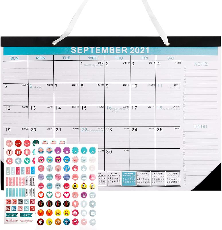 Photo 1 of 2021-2022 Wall Calendar, 17 x 12 Inch Large Desk Calendar with 2 Pieces Stickers 18 Monthly Calendar Runs from Sep. 2021- Dec. 2022 for Planning and Organizing for Your Work
