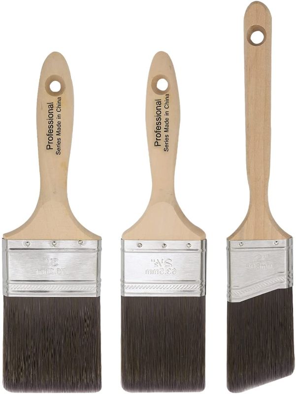 Photo 1 of 1/2 inch Wall Paint Brush, 3 inch Trim Paint Brush, 2 inch Angled Sash Paint Brush