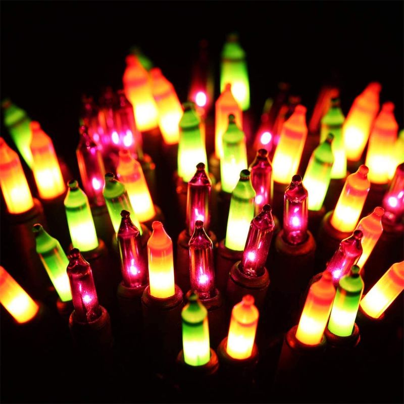 Photo 1 of 24ft 100 Incandescent Orange&Purple&Green Mini Bulbs Lights