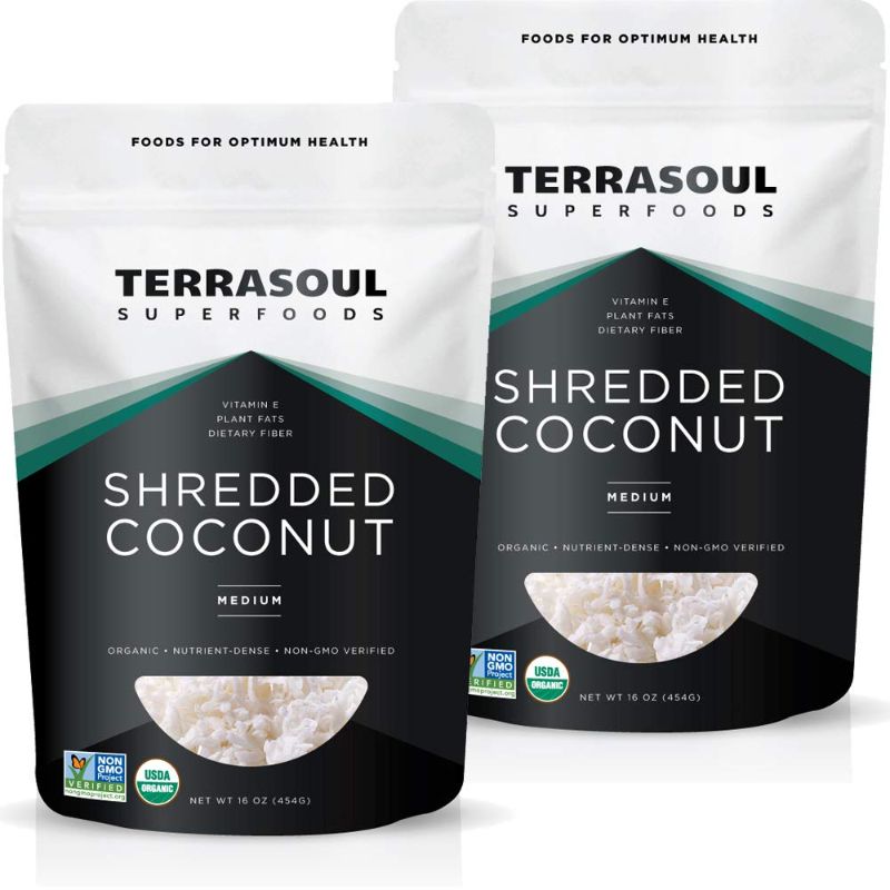 Photo 1 of ---BEST BEFORE DATE WAS 02/2021---Terrasoul Superfoods Organic Coconut Flakes, 2 Lbs/16 Ounce - Medium Flakes | Unsweetened---24 COUNT---
