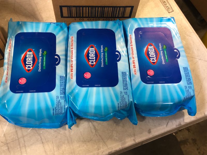 Photo 3 of Clorox Disinfecting Wipes, Bleach Free Cleaning Wipes, Fresh Scent, Moisture Seal Lid, 75 Wipes, Pack of 3 (New Packaging) 2 Boxes