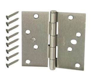 Photo 1 of 4 in. Satin Nickel Square Corner Security Door Hinges Value Pack (3-Pack)