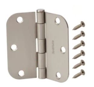 Photo 1 of 3-1/2 in. x 5/8 in. Radius Satin Nickel Door Hinge Value Pack (12 per Pack)