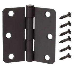 Photo 1 of 3-1/2 in. and 1/4 in. Radius Matte Black Smooth Action Hinge (3-Pack)- 2 SETS