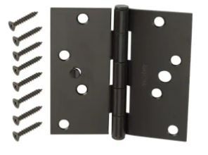 Photo 1 of 4 in. Oil-Rubbed Bronze Square Corner Security Door Hinges Value Pack (3-Pack)- 2 SETS