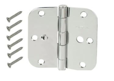 Photo 1 of 3-1/2 in. Chrome 5/8 in. Radius Security Door Hinges Value Pack (3-Pack)- 2 SETS