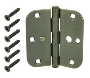 Photo 1 of 3-1/2 in. Antique Brass 5/8 in. Radius Security Door Hinges Value Pack (3-Pack)- 2 SETS