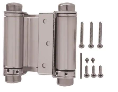 Photo 1 of 3 in. Square Satin Nickel Double-Action Spring Door Hinge