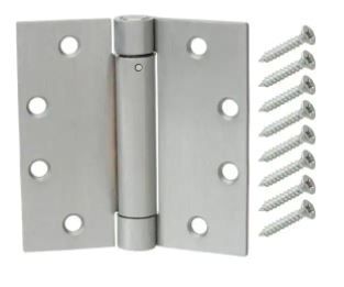 Photo 1 of 4 in. Square Satin Chrome Adjustable Spring Door Hinge-2 PK