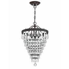 Photo 1 of 13.04 in. 3-Light Tiered Pendant Chandelier with Crystal Accent