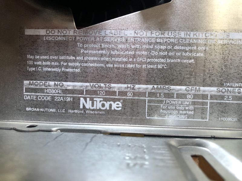 Photo 1 of Broan-NuTone 80 CFM Ceiling Bathroom Exhaust Fan with Light