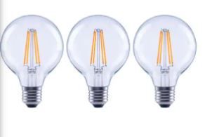 Photo 1 of 100-Watt Equivalent G25 Dimmable Globe Clear Glass Filament LED Vintage Edison Light Bulb Bright White (3-Pack)