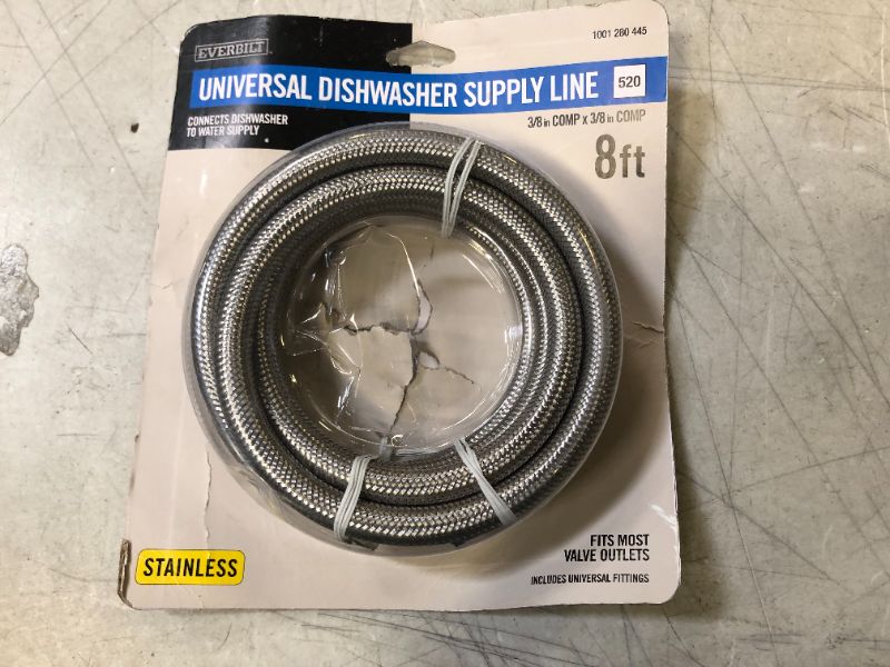 Photo 1 of Everbilt 3/8 in. x 3/8 in. x 96 in. Stainless Steel Universal Dishwasher Supply Line