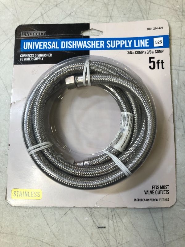 Photo 2 of 3/8 in. x 3/8 in. x 60 in. Stainless Steel Universal Dishwasher Supply Line
(( MISSING SMALL ACCESSORIES ))