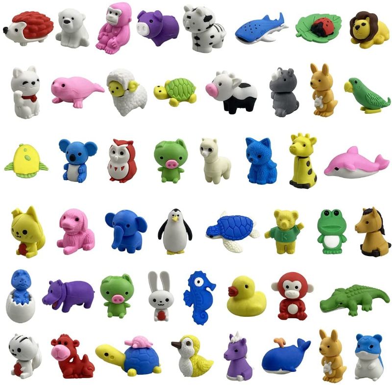 Photo 1 of Anditoy 48 PCS Animal Pencil Erasers Puzzle Toys for Kids Boys Girls Toddlers Easter Basket Stuffers Gifts Egg Fillers Party Favors 2 pack 
 