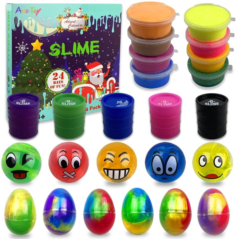 Photo 1 of Anditoy 24 Pack Slime Toys Kit for Kids Boys Girls Party Favors 2 pack 
