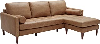 Photo 1 of Amazon Brand – Rivet Aiden Mid-Century Modern Reversible Sectional Sofa (86") - Cognac Leather