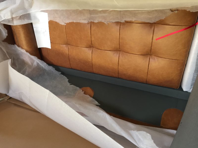Photo 1 of Amazon Brand – Rivet Aiden Mid-Century Modern Reversible Sectional Sofa (86") - Cognac Leather