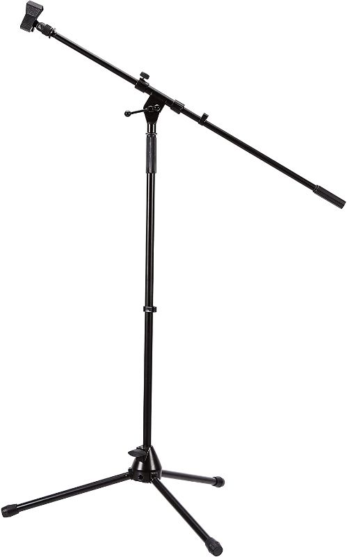 Photo 1 of Amazon Basics Tripod Boom Microphone Stand - Height-Adjustable with Metal Base - 3.3 - 5.6-Foot, with Clothespin Mic Clip