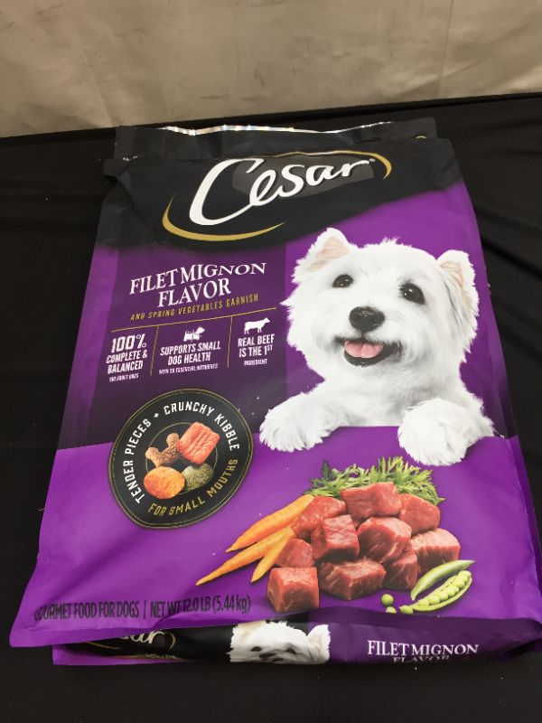 Photo 2 of  Cesar Small Breed Dry Dog Food, Filet Mignon Flavor, 12 Lbs Bag best by 01/29/2023