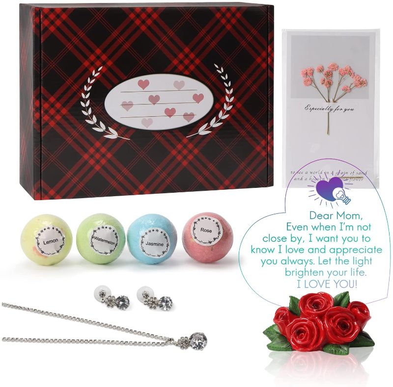 Photo 1 of (Brand new factory sealed)Giftgarden Sentimental Gift Basket for Dear Mom not Close by, 7 Color LED Cake Topper, Bath Bombs, Random Necklace, Greeting Card, Present Idea for Valentines Day Christmas Birthday Mothers Day from Daughter Son
