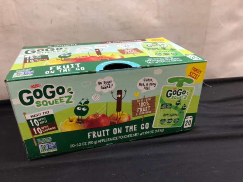 Photo 2 of GoGo squeeZ Applesauce, Variety Apple/Cinnamon - 3.2oz/20ct Exp--06-08-2022

