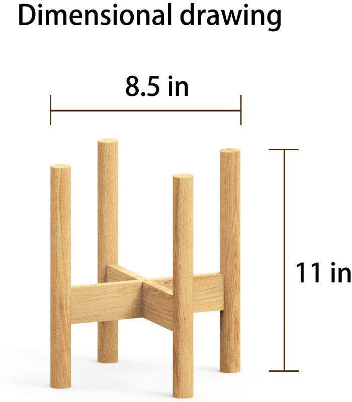 Photo 1 of Banord Mid Century Plant Stand Indoor Outdoor (Plant and Pot are Not Included), Wooden Planter Stand, Potted Plant Holder, Natural, Fits for 6" to 8" Flower Pot
