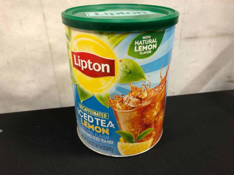 Photo 1 of 1 pack Lipton Decaf Lemon Sweetened Black Iced Tea Mix 10 qt Ex-- Mar-13-2022