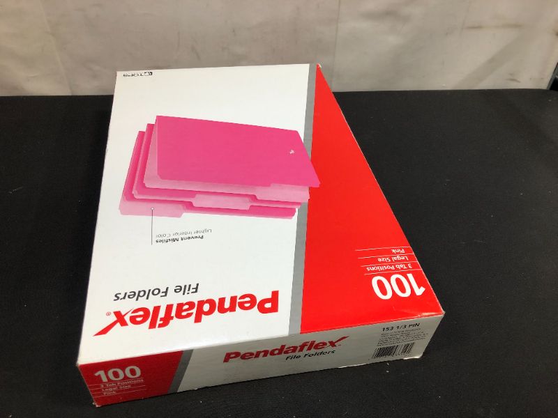 Photo 1 of Pendaflex® Colored File Folders, 1/3 Cut Top Tab, Legal, Pink/Lig 078787033191
