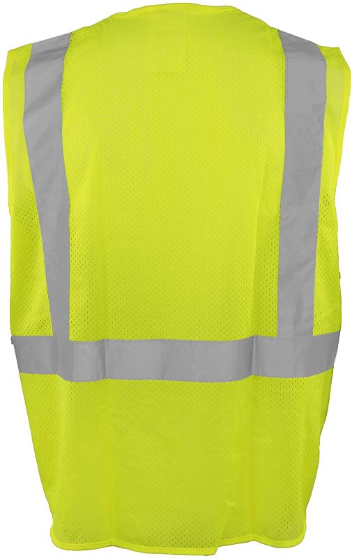 Photo 1 of Ironwear 1284-LZ-RD-7-4XL ANSI Class 2 Polyester Mesh SAFETY Vest with Zipper Rd & 2" Silver Reflective Tape, Lime, 4X-Large

