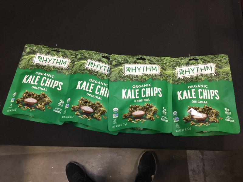 Photo 2 of 4 PACK - EXP JAN 2022 - Rhythm Superfoods Kale Chips, Original, Organic and Non-GMO, 2.0 Oz, Vegan/Gluten-Free Superfood Snacks (164846)