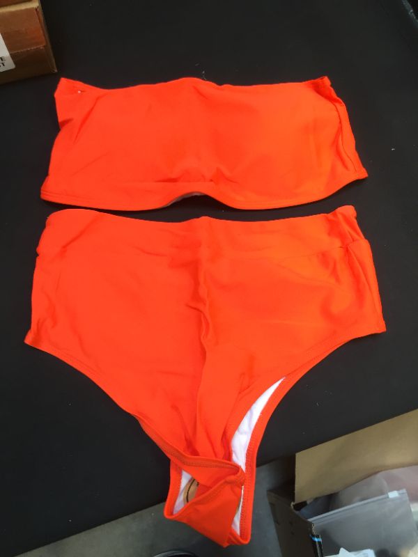 Photo 2 of Misassy Womens Sexy High Waisted Bikini 2 Piece Bandeau Swimsuit Top Cheeky Bottoms Set SIZE SMALL