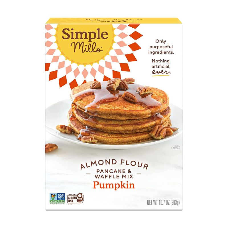 Photo 1 of 2 PACK - Simple Mills Almond Flour Pumpkin Pancake & Waffle Mix, Gluten Free, Good for Breakfast, Nutrient Dense, 10.7oz EXP 08/2021