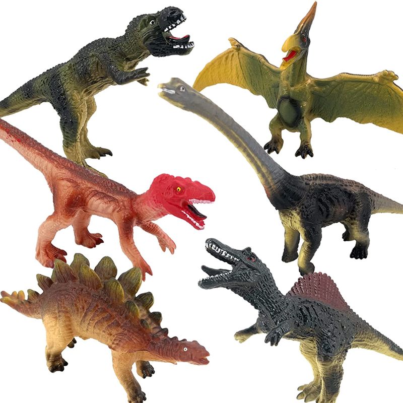 Photo 1 of TOYMAKER Realistic Jurassic Dinosaur Toys Soft Figure, 6 Pack 7" Large Size PVC Dinosaur Playset Education Gifts for Kids and Toddler, Boys & Girls 3+ Years Old, Including T-rex, Velociraptor, etc