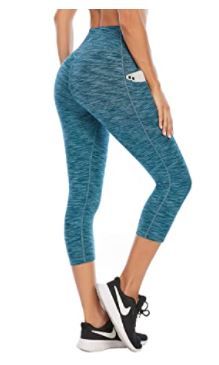 Photo 1 of High Waist Out Pocket Yoga Pants Tummy Control Workout Running 4 Way Stretch Yoga Leggings LARGE 