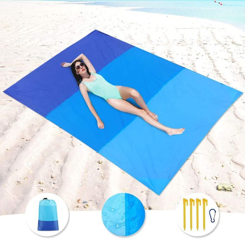 Photo 1 of WILLOR Beach Blanket Waterproof Sandproof 83" X 79" Oversize Beach Blanket for 6 Adults, Large Picnic Blanket Portable Lightweight Camping Blanket for Travel Camping Picnic Hiking and Music Festival