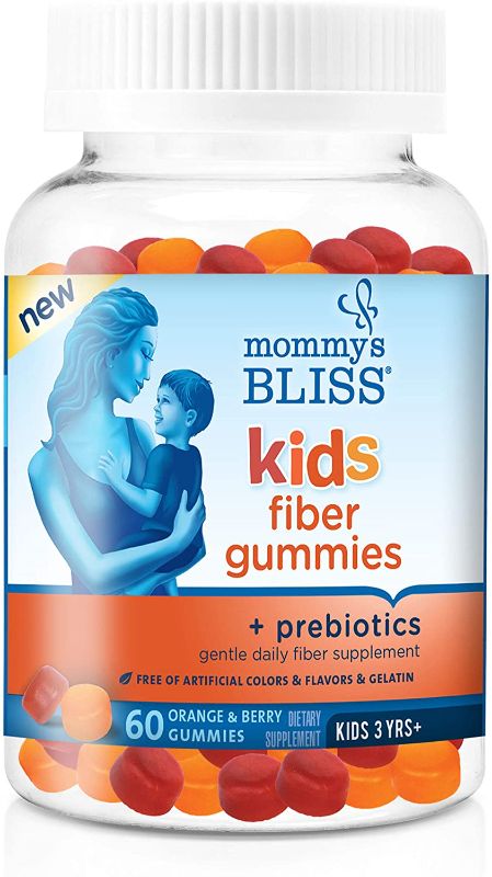 Photo 1 of EXP 09/2023 - Mommy's Bliss Kids Fiber Gummies with Prebiotics and Chicory Root Gentle Daily Fiber Supplement (Ages 3+), Natural Orange & Berry Flavors ,60 Gummies