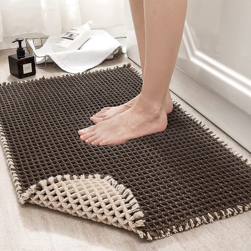 Photo 1 of DEXI Original Waffle Bath Mat, Extra Soft Absorbent Bathroom Rug, Machine Washable Luxury Mats for Shower Bath Room Floor,18"x26",Coffee
