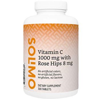 Photo 1 of Amazon Brand - Solimo Vitamin C 1000 mg with Rose Hips 8 mg, 300 Tablets, Ten Month Supply
exp 06/2022